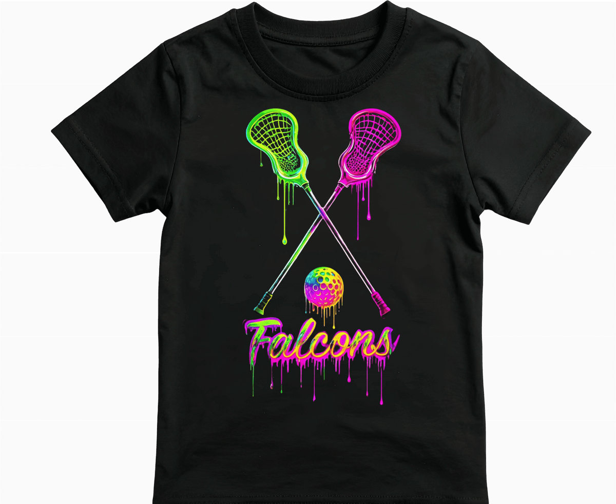 Falcons Neon Drip Lacrosse T-Shirt – Adult & Kids
