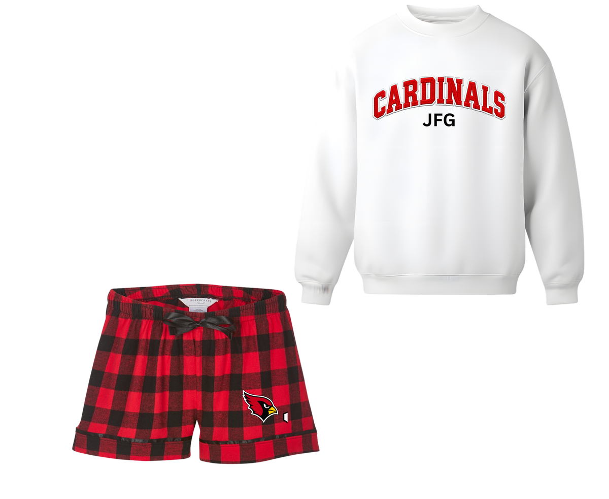 JFG Cardinals Sweatshirt & Buffalo Plaid Shorts Set