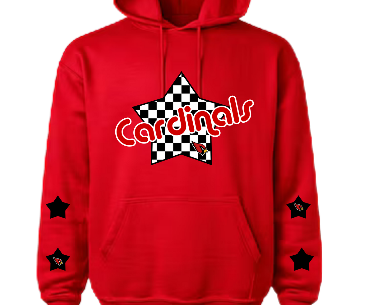 Cardinals Checkerboard Star Hoodie – Red