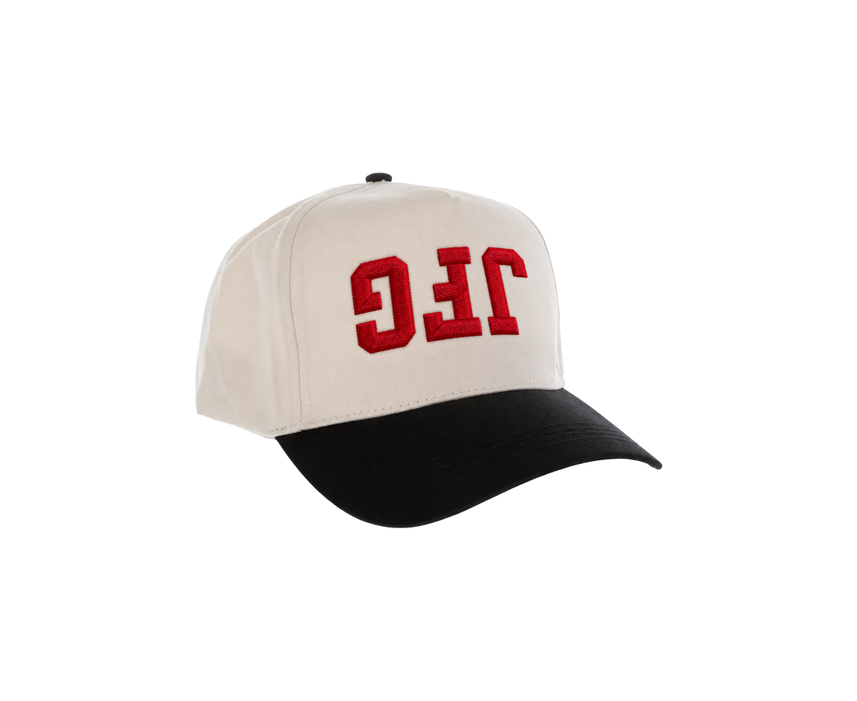 Cream & Black Varsity Letter Cap