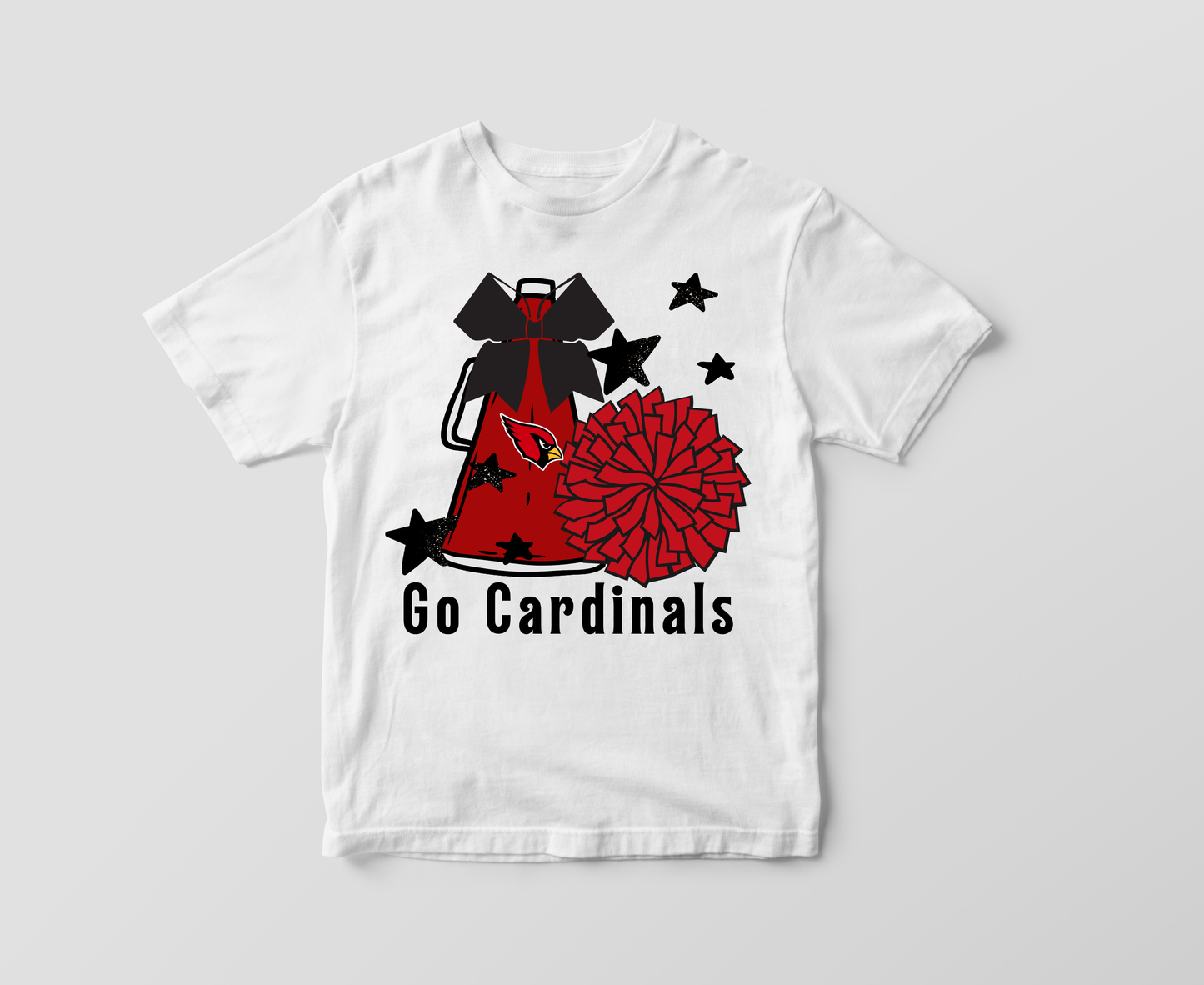 Cardinals Cheer Pom Poms and Megaphones T Shirt