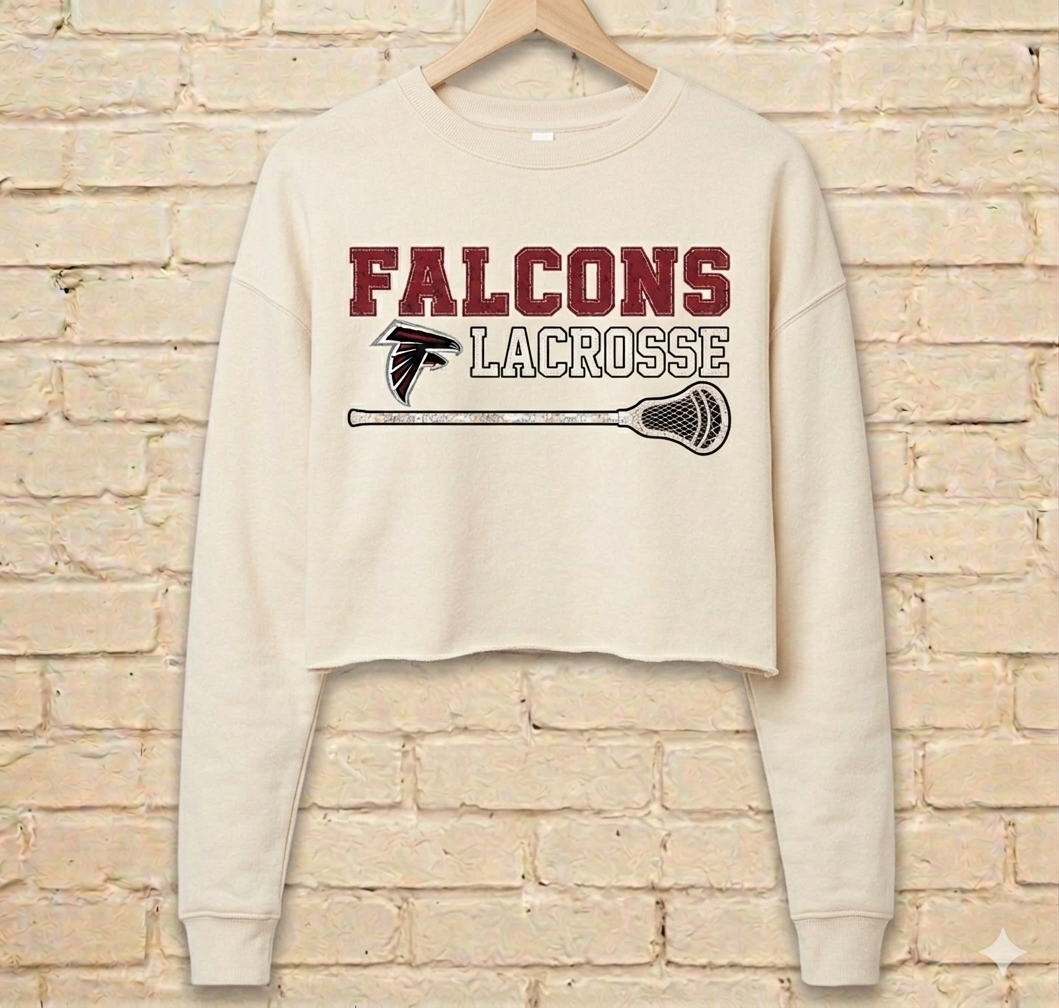 Falcons Lacrosse Stick Cropped Crew Neck