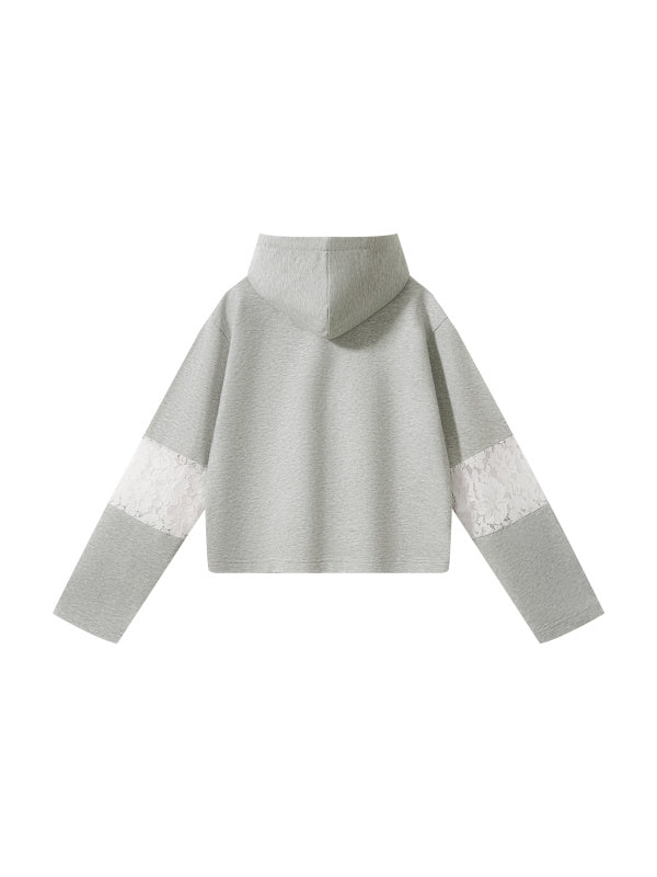 JFG Cardinals Lace Sleeve Cropped Hoodie