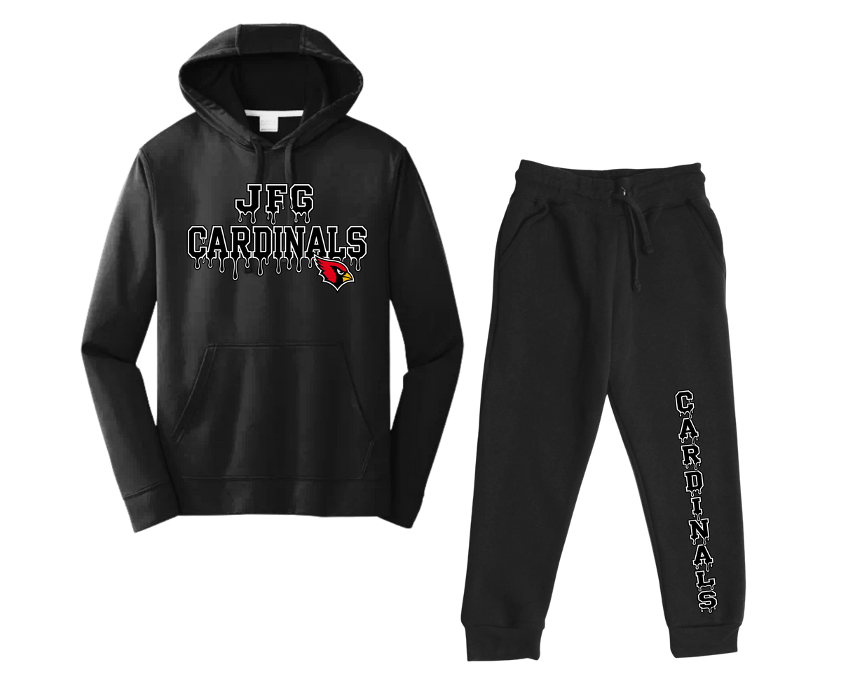 JFG Cardinals Black Drip Hoodie & Jogger Set