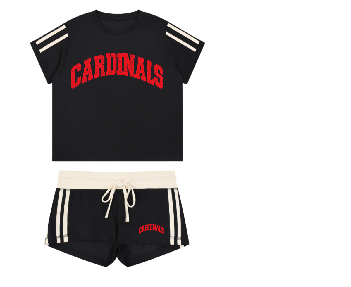 Cardinals Stripe T-Shirt & Shorts Set – Black