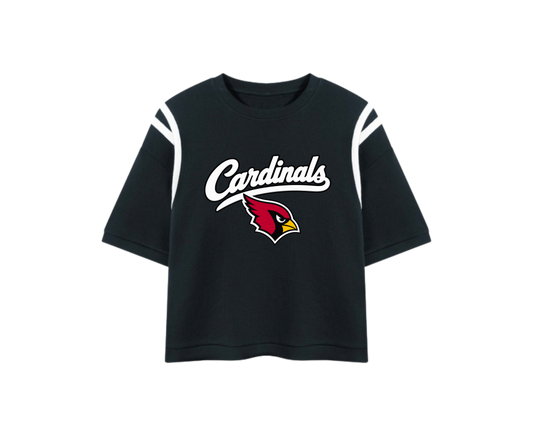 Cardinals Script Shoulder Stripe T-Shirt – Black