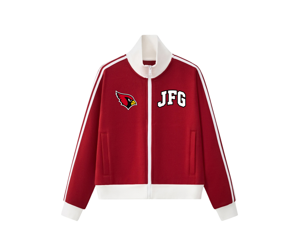 JFG Cardinals Stripe Track Jacket – Red & White