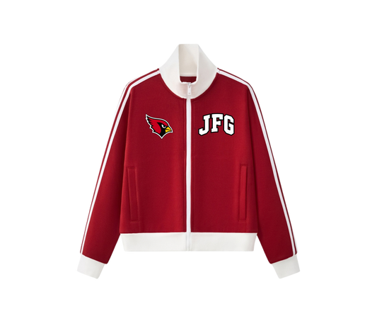 JFG Cardinals Stripe Track Jacket – Red & White