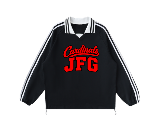 JFG Cardinals Collared Stripe Pullover – Black