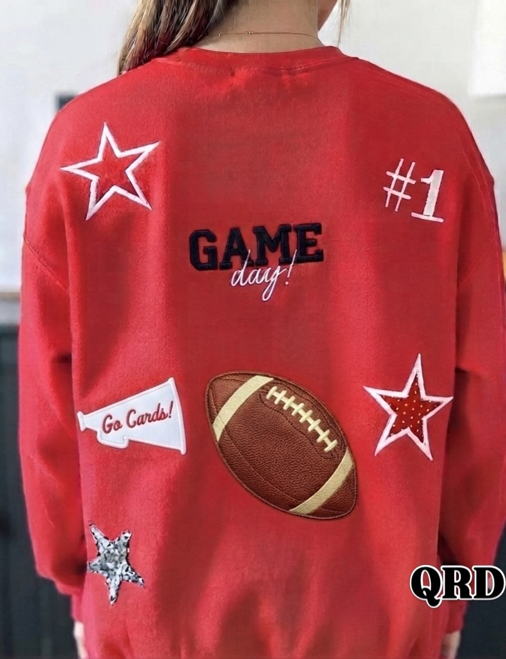 Cards Patches Crew Neck