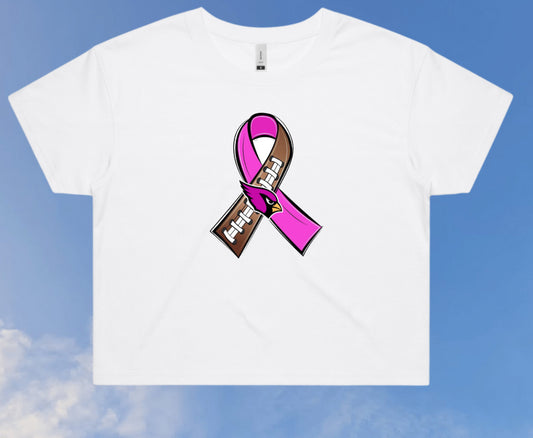 JR Cards Breast Cancer Ribbon Cropped T Shirt
