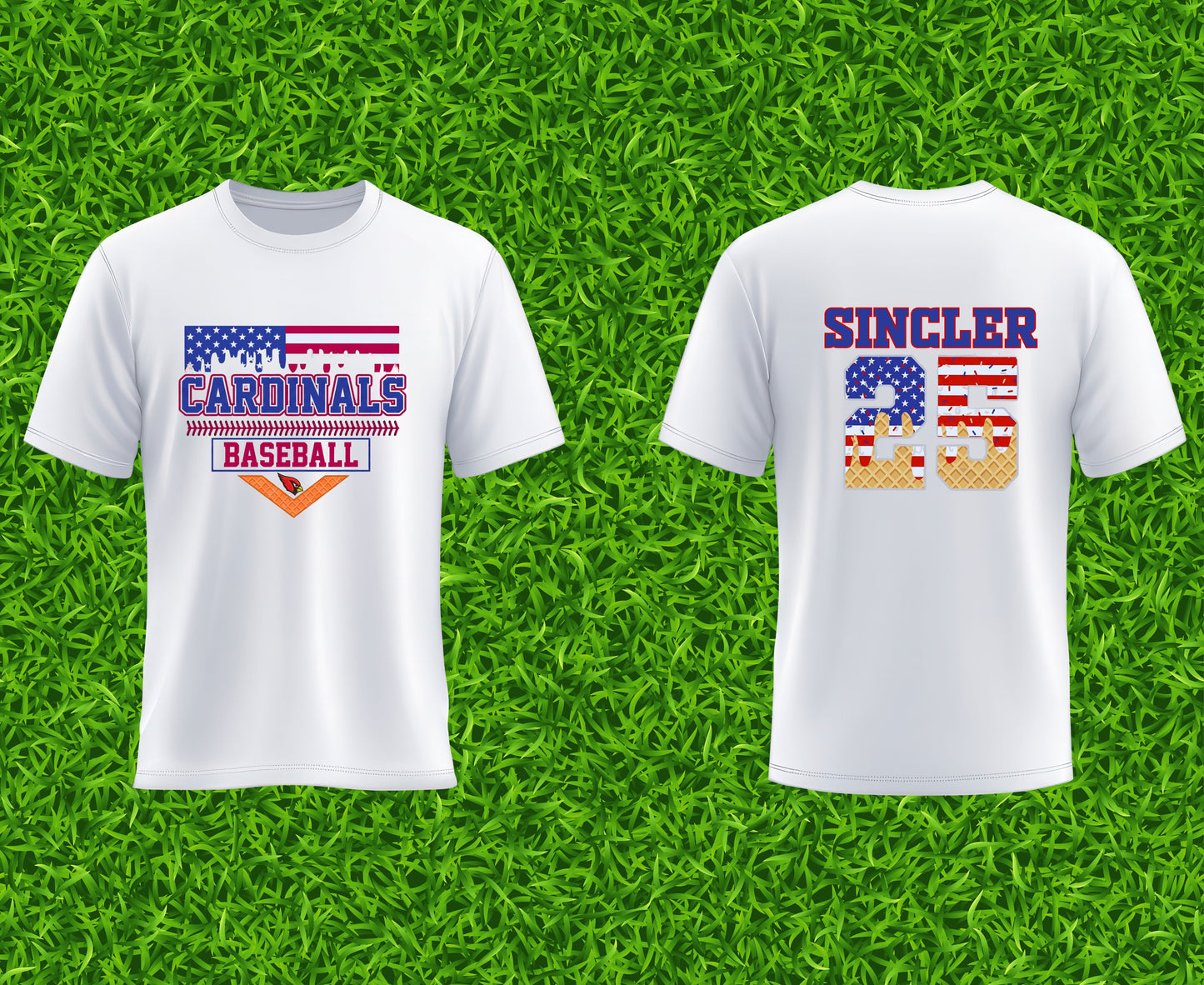 Cardinals American Flag Ice Cream Drip T Shirt