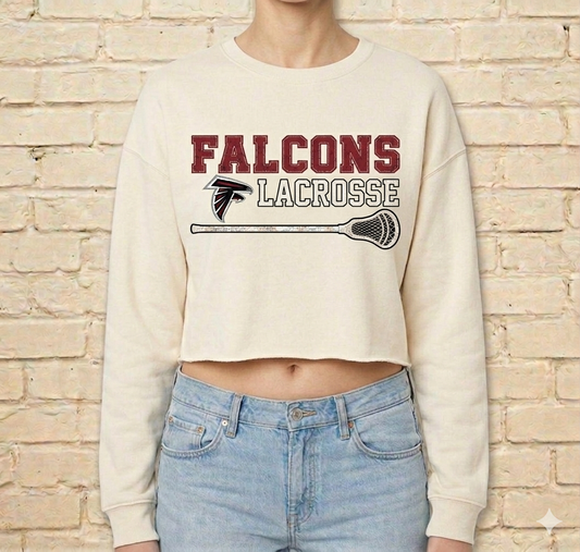 Falcons Lacrosse Stick Cropped Crew Neck