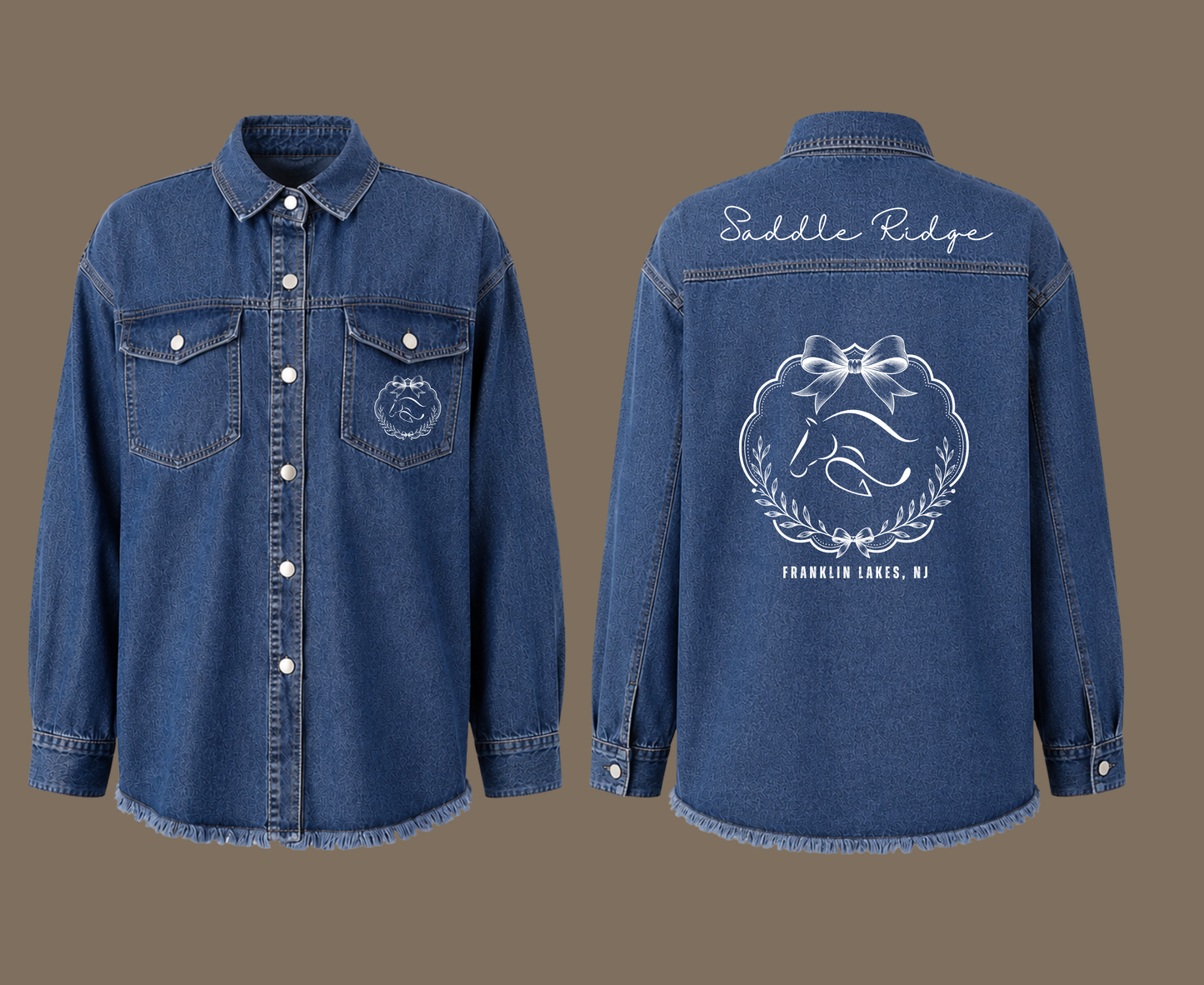 Saddle River Riding Center Jean Shirt Lace Bow Design
