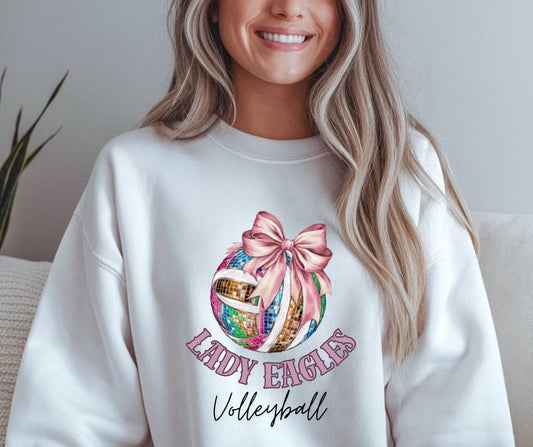 Volleyball Sweatshirt – Glittery Bow & Ball Design