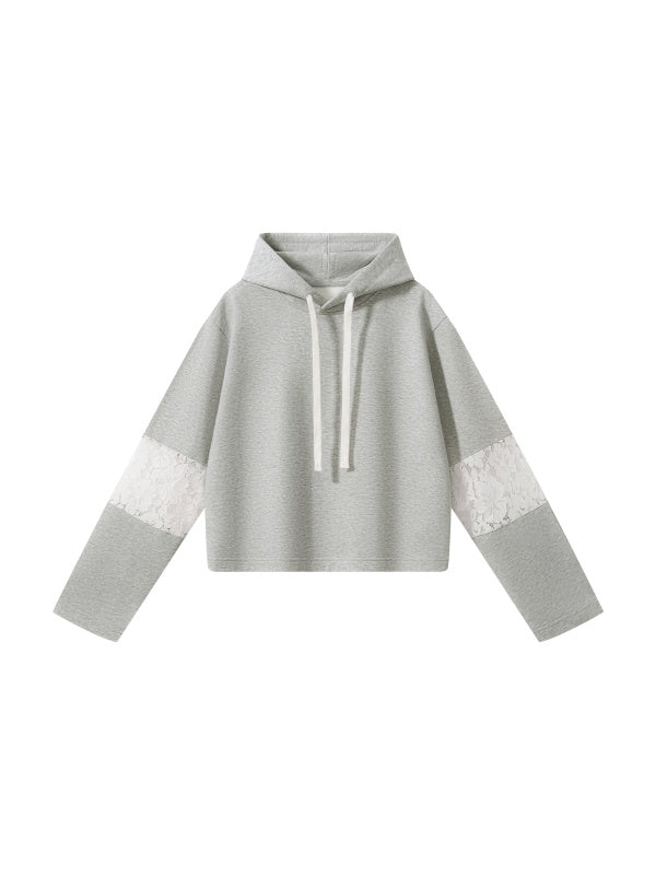 JFG Cardinals Lace Sleeve Cropped Hoodie