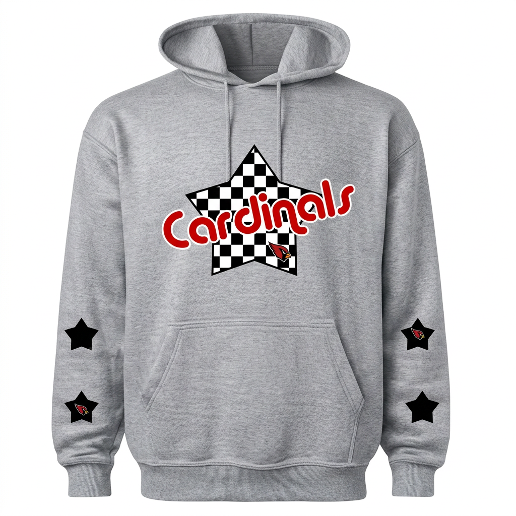 Cardinals Checkerboard Star Hoodie – Red